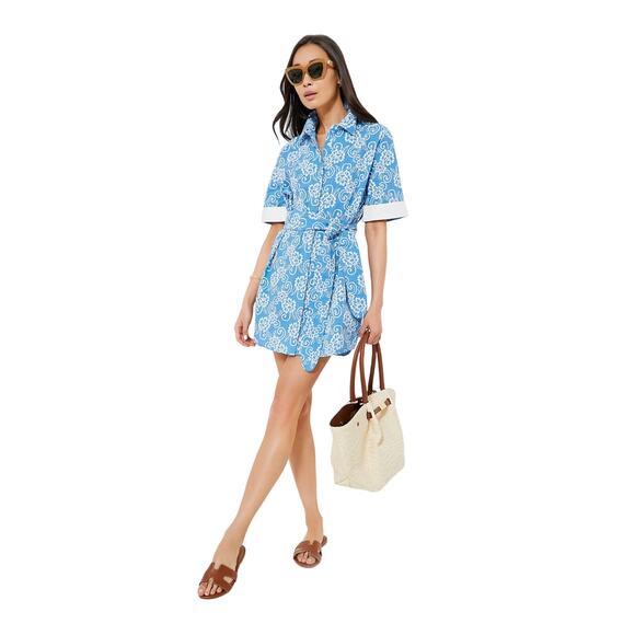 New Tuckernuck Riviera Painted Chintz Aurora Blue Floral Dress Retro Mod XL NWT - Picture 1 of 16